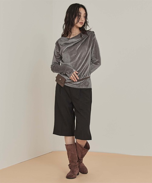 miette(ミエット)の「シアーベロアドレープトップス(Tシャツ/カットソー・レディース・ブラック/オフホワイト/グレー/ブラウン・FREE)」の18枚目の写真