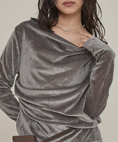 miette(ミエット)の「シアーベロアドレープトップス(Tシャツ/カットソー・レディース・ブラック/オフホワイト/グレー/ブラウン・FREE)」の19枚目の写真