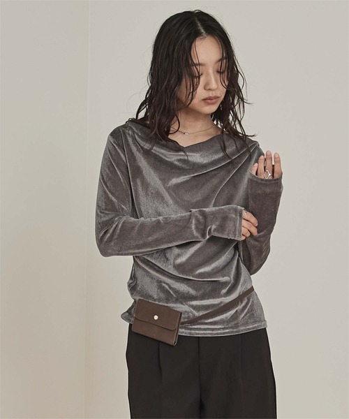 miette(ミエット)の「シアーベロアドレープトップス(Tシャツ/カットソー・レディース・ブラック/オフホワイト/グレー/ブラウン・FREE)」の20枚目の写真