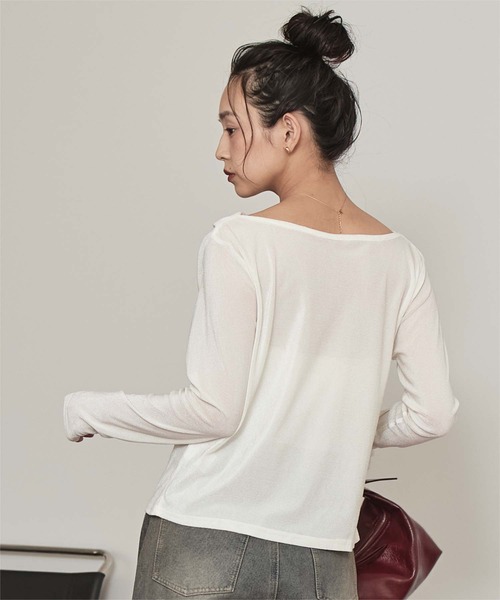 miette(ミエット)の「シアーベロアドレープトップス(Tシャツ/カットソー・レディース・ブラック/オフホワイト/グレー/ブラウン・FREE)」の9枚目の写真