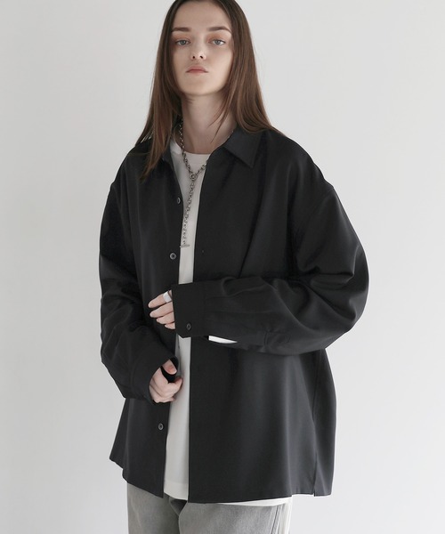 SOCCE（ソーシー）の「【防シワ】ボックスカットルーズレギュラーシャツ（シャツ/ブラウス・メンズ・ブラック/サックスブルー/チャコール/ホワイト/ストライプ/チェック・S/M/L/XL）」の17枚目の写真