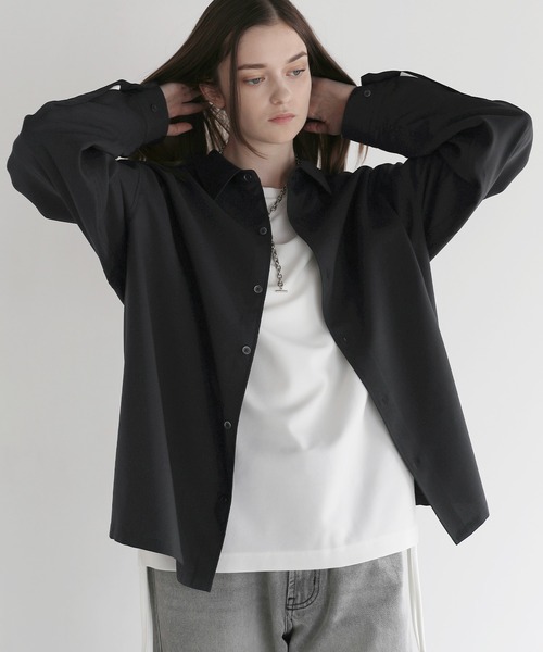 SOCCE（ソーシー）の「【防シワ】ボックスカットルーズレギュラーシャツ（シャツ/ブラウス・メンズ・ブラック/サックスブルー/チャコール/ホワイト/ストライプ/チェック・S/M/L/XL）」の18枚目の写真