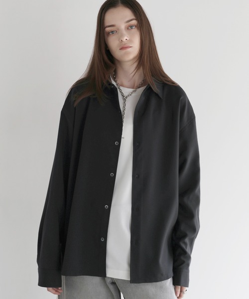 SOCCE（ソーシー）の「【防シワ】ボックスカットルーズレギュラーシャツ（シャツ/ブラウス・メンズ・ブラック/サックスブルー/チャコール/ホワイト/ストライプ/チェック・S/M/L/XL）」の16枚目の写真