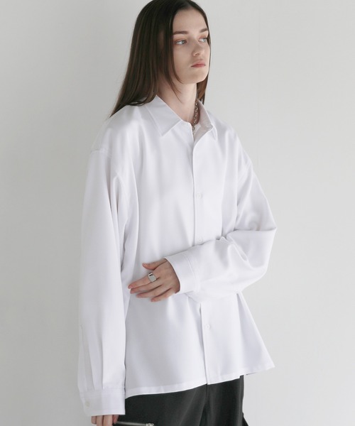 SOCCE（ソーシー）の「【防シワ】ボックスカットルーズレギュラーシャツ（シャツ/ブラウス・メンズ・ブラック/サックスブルー/チャコール/ホワイト/ストライプ/チェック・S/M/L/XL）」の7枚目の写真