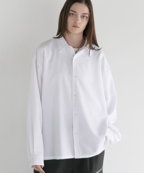   ボクシーシャツ ジャケット ホワイト ジョングク着用 防シワ】ボックスカットルーズレギュラーシャツ（シャツ