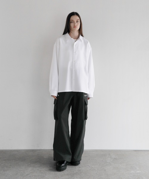 SOCCE（ソーシー）の「【防シワ】ボックスカットルーズレギュラーシャツ（シャツ/ブラウス・メンズ・ブラック/サックスブルー/チャコール/ホワイト/ストライプ/チェック・S/M/L/XL）」の15枚目の写真