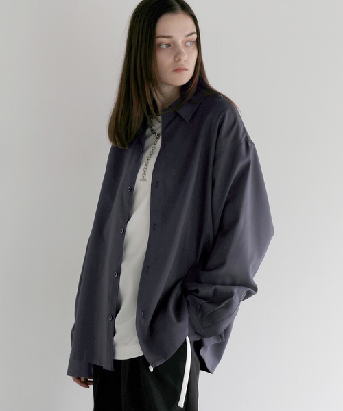 SOCCE(ソーシー)の「【防シワ】ボックスカットルーズレギュラーシャツ(シャツ/ブラウス・メンズ・ブラック/サックスブルー/チャコール/ホワイト/ストライプ/チェック・S/M/L/XL)」の18枚目の写真