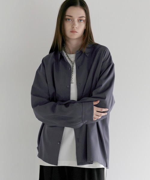 SOCCE(ソーシー)の「【防シワ】ボックスカットルーズレギュラーシャツ(シャツ/ブラウス・メンズ・ブラック/サックスブルー/チャコール/ホワイト/ストライプ/チェック・S/M/L/XL)」の19枚目の写真
