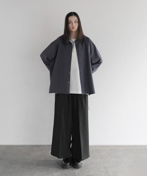 SOCCE(ソーシー)の「【防シワ】ボックスカットルーズレギュラーシャツ(シャツ/ブラウス・メンズ・ブラック/サックスブルー/チャコール/ホワイト/ストライプ/チェック・S/M/L/XL)」の20枚目の写真