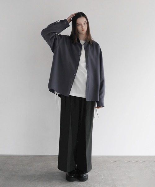 SOCCE(ソーシー)の「【防シワ】ボックスカットルーズレギュラーシャツ(シャツ/ブラウス・メンズ・ブラック/サックスブルー/チャコール/ホワイト/ストライプ/チェック・S/M/L/XL)」の21枚目の写真