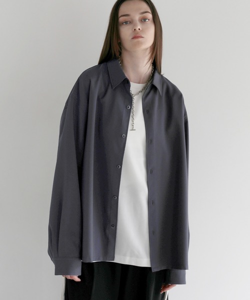 SOCCE(ソーシー)の「【防シワ】ボックスカットルーズレギュラーシャツ(シャツ/ブラウス・メンズ・ブラック/サックスブルー/チャコール/ホワイト/ストライプ/チェック・S/M/L/XL)」の16枚目の写真