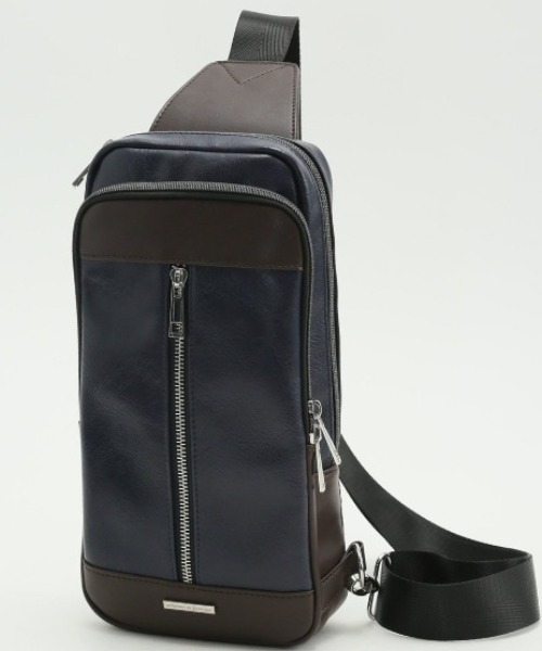 TAKA-Q(タカキュー)の「【二層式】タカキュー 配色 ボディバッグ(ボディバッグ/ウエストポーチ・メンズ・ネイビー/ブラウン・FREE)」の2枚目の写真