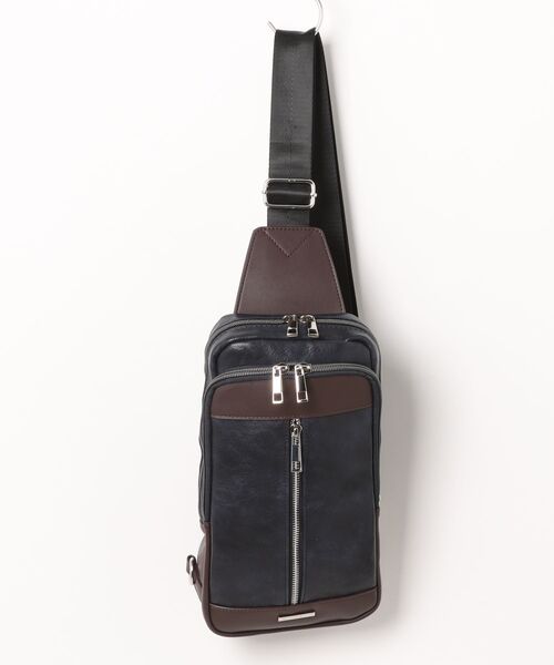 TAKA-Q(タカキュー)の「【二層式】タカキュー 配色 ボディバッグ(ボディバッグ/ウエストポーチ・メンズ・ネイビー/ブラウン・FREE)」の3枚目の写真