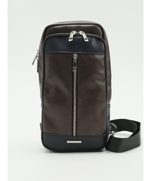 TAKA-Q(タカキュー)の「【二層式】タカキュー 配色 ボディバッグ(ボディバッグ/ウエストポーチ・メンズ・ネイビー/ブラウン・FREE)」の5枚目の写真