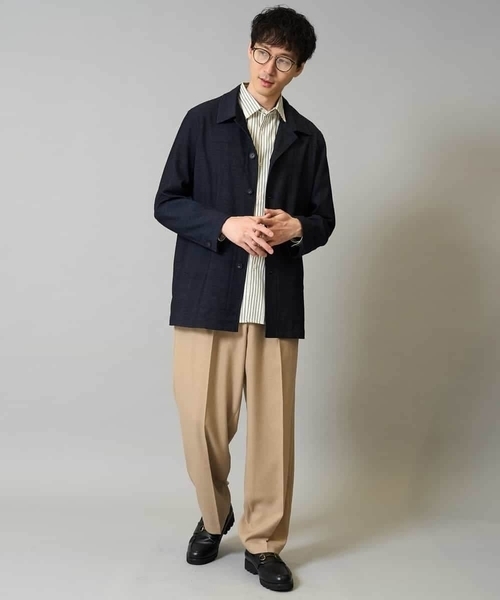 a.v.v(アーヴェヴェ)の「【洗濯機で洗える】ランダムストライプツイルワイドシルエットシャツ(シャツ/ブラウス・メンズ・ブラック/ネイビー・50/46/48)」の7枚目の写真
