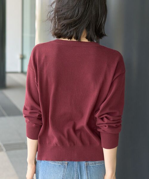 AMERICAN HOLIC（アメリカンホリック）の「ソフトコットンクルーネックカーディガン（カーディガン/ボレロ・レディース・モカ/ボルドー/ダークネイビー/杢グレー/ブラック・M/L）」の10枚目の写真