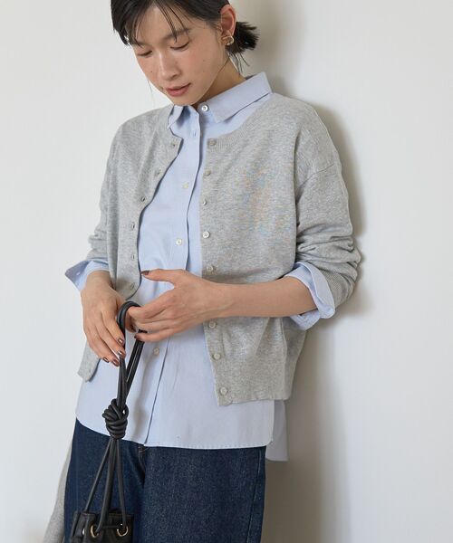 AMERICAN HOLIC（アメリカンホリック）の「ソフトコットンクルーネックカーディガン（カーディガン/ボレロ・レディース・モカ/ボルドー/ダークネイビー/杢グレー/ブラック・M/L）」の14枚目の写真