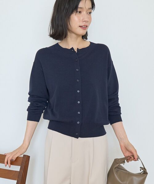 AMERICAN HOLIC（アメリカンホリック）の「ソフトコットンクルーネックカーディガン（カーディガン/ボレロ・レディース・モカ/ボルドー/ダークネイビー/杢グレー/ブラック・M/L）」の18枚目の写真