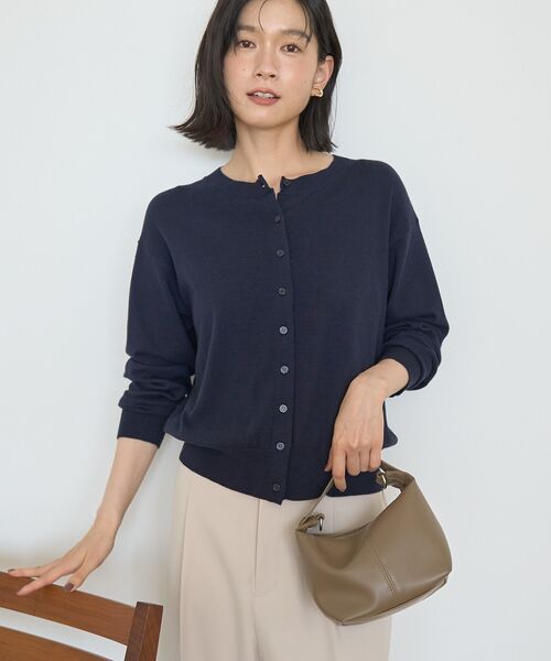 AMERICAN HOLIC（アメリカンホリック）の「ソフトコットンクルーネックカーディガン（カーディガン/ボレロ・レディース・モカ/ボルドー/ダークネイビー/杢グレー/ブラック・M/L）」の19枚目の写真