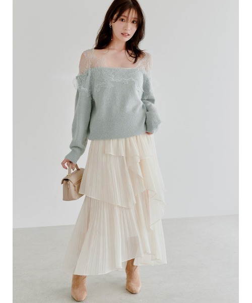 レーストリミングニットプルオーバー（ニット/セーター