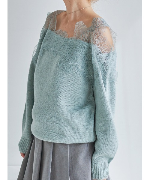 新品　snidel スナイデル　 レーストリミングニットプルオーバー レーストリミングニットプルオーバー（ニット/セーター