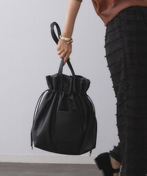 【A4サイズ対応】ソフト合皮巾着ドローストリングトートバッグ