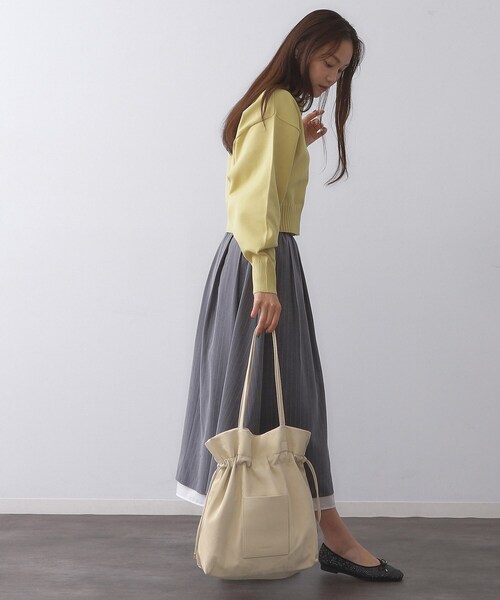 OPAQUE.CLIP（オペークドットクリップ）の「【A4サイズ対応】ソフト合皮巾着ドローストリングトートバッグ（トートバッグ・レディース・ベージュ系その他3/ブラウン系その他2/ブラック/ダークブラウン・00）」の9枚目の写真