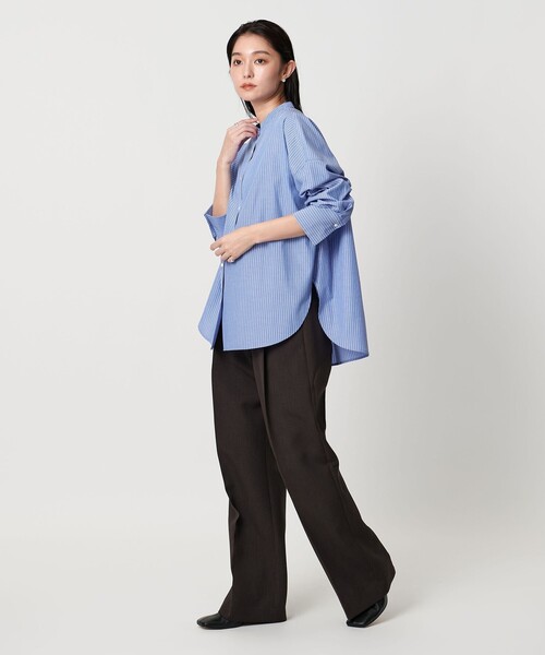 MARW UNITED ARROWS（マルゥ ユナイテッドアローズ）の「＜MARW UNITED ARROWS＞ストライプ スタンドカラー シャツ（シャツ/ブラウス・レディース・ホワイト/コバルトブルー・FREE）」の5枚目の写真