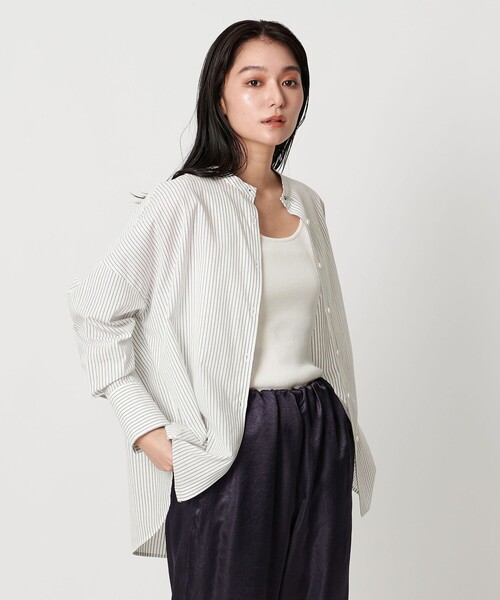 MARW UNITED ARROWS（マルゥ ユナイテッドアローズ）の「＜MARW UNITED ARROWS＞ストライプ スタンドカラー シャツ（シャツ/ブラウス・レディース・ホワイト/コバルトブルー・FREE）」の7枚目の写真