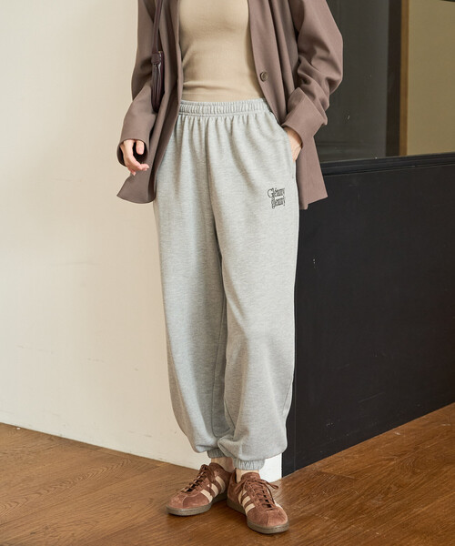 セール】限定展開 ロゴ 刺繍 裏毛スウェット ジョガーパンツ
