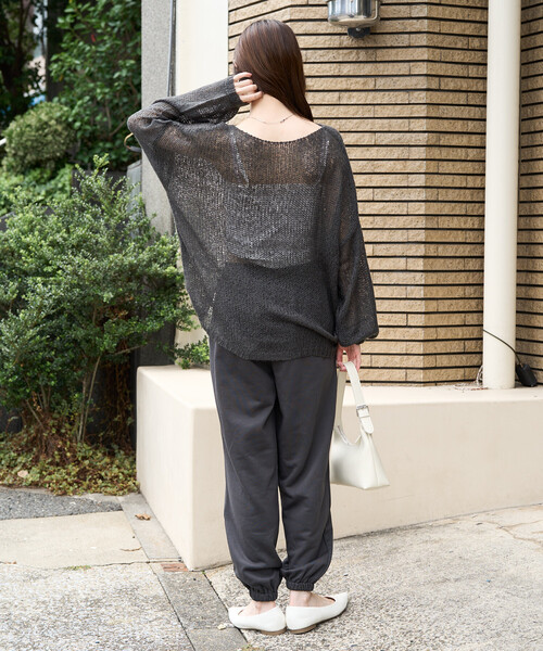 FREAK'S STORE（フリークスストア）の「限定展開　ロゴ 刺繍 裏毛スウェット ジョガーパンツ(セットアップ対応)（スウェットパンツ・レディース・ナチュラル/グレー/ブラック/ダークブラウン・ﾌﾘ-）」の21枚目の写真