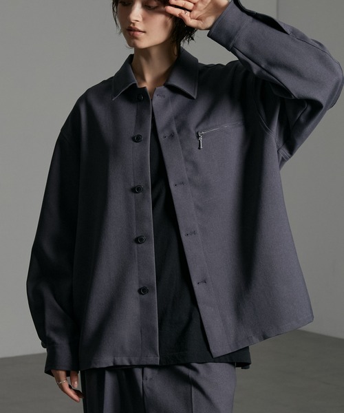 CIYOT（シヨウト）の「【CIYOT-シヨウト-】ウールライクファブリックルーズシャツジャケット【セットアップ対応】（シャツ/ブラウス・メンズ・グレー/ダークグレー/ブラック/チャコールグレー・M/L/S）」の4枚目の写真