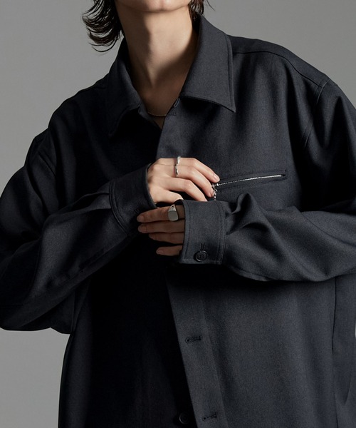 CIYOT（シヨウト）の「【CIYOT-シヨウト-】ウールライクファブリックルーズシャツジャケット【セットアップ対応】（シャツ/ブラウス・メンズ・グレー/ダークグレー/ブラック/チャコールグレー・M/L/S）」の11枚目の写真