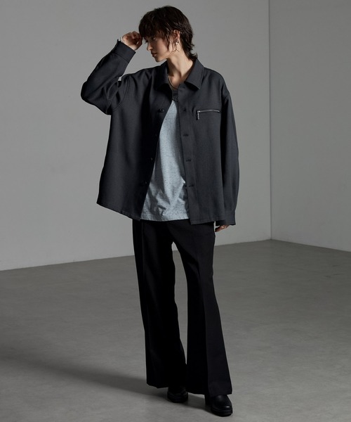 CIYOT（シヨウト）の「【CIYOT-シヨウト-】ウールライクファブリックルーズシャツジャケット【セットアップ対応】（シャツ/ブラウス・メンズ・グレー/ダークグレー/ブラック/チャコールグレー・M/L/S）」の10枚目の写真
