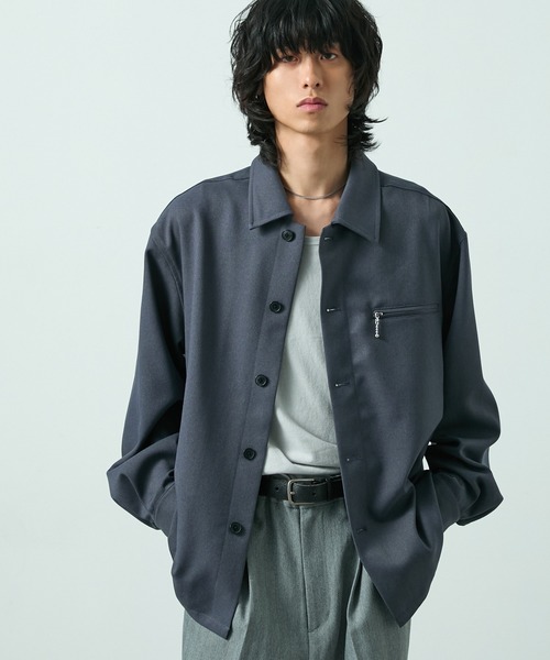 CIYOT(シヨウト)の「【CIYOT】ウールライクファブリックルーズシャツジャケット【セットアップ対応】(シャツ/ブラウス・メンズ・グレー/ダークグレー/ブラック/チャコールグレー・M/L/S)」の11枚目の写真