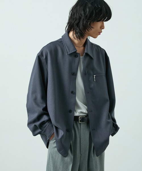 CIYOT(シヨウト)の「【CIYOT】ウールライクファブリックルーズシャツジャケット【セットアップ対応】(シャツ/ブラウス・メンズ・グレー/ダークグレー/ブラック/チャコールグレー・M/L/S)」の12枚目の写真