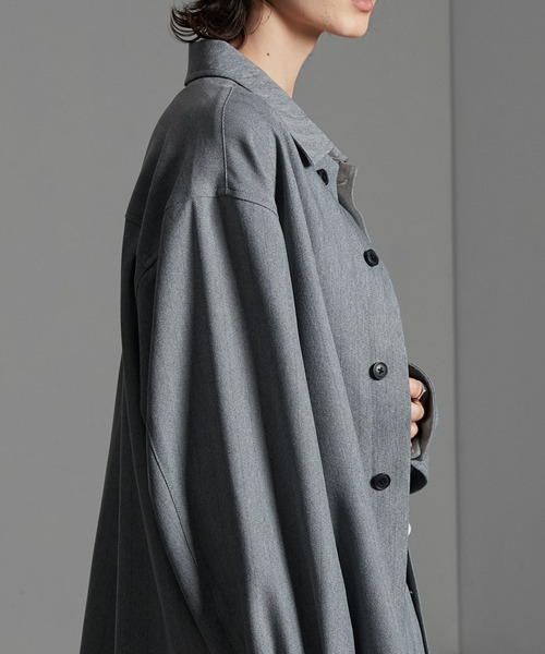 CIYOT（シヨウト）の「【CIYOT-シヨウト-】ウールライクファブリックルーズシャツジャケット【セットアップ対応】（シャツ/ブラウス・メンズ・グレー/ダークグレー/ブラック/チャコールグレー・M/L/S）」の5枚目の写真