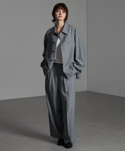 CIYOT（シヨウト）の「【CIYOT-シヨウト-】ウールライクファブリックルーズシャツジャケット【セットアップ対応】（シャツ/ブラウス・メンズ・グレー/ダークグレー/ブラック/チャコールグレー・M/L/S）」の8枚目の写真