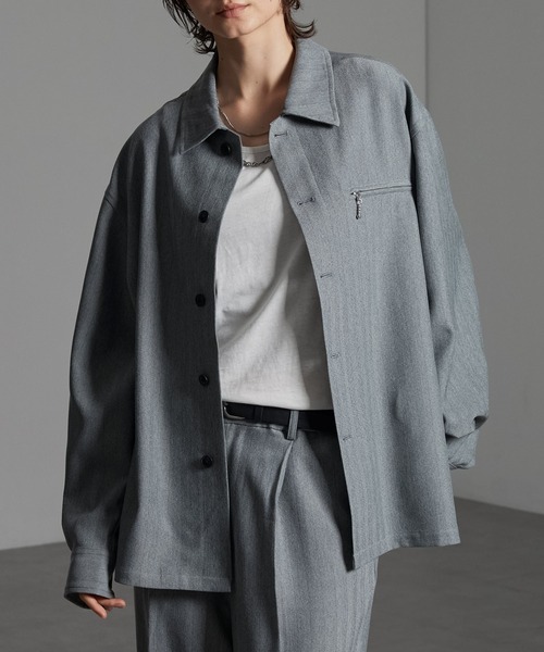 CIYOT（シヨウト）の「【CIYOT-シヨウト-】ウールライクファブリックルーズシャツジャケット【セットアップ対応】（シャツ/ブラウス・メンズ・グレー/ダークグレー/ブラック/チャコールグレー・M/L/S）」の7枚目の写真