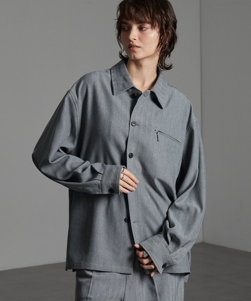 CIYOT（シヨウト）の「【CIYOT-シヨウト-】ウールライクファブリックルーズシャツジャケット【セットアップ対応】（シャツ/ブラウス・メンズ・グレー/ダークグレー/ブラック/チャコールグレー・M/L/S）」の9枚目の写真