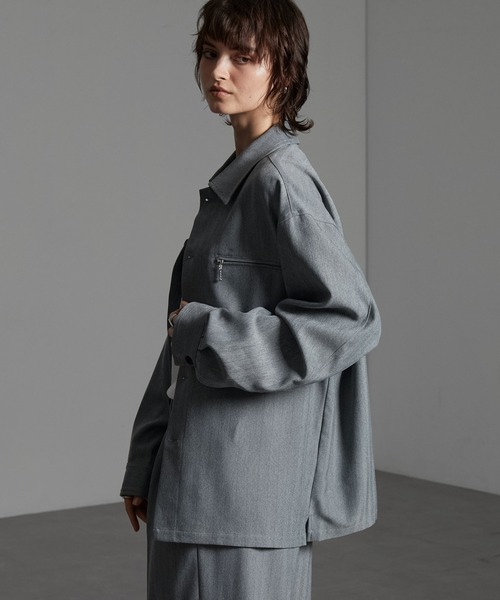 CIYOT（シヨウト）の「【CIYOT-シヨウト-】ウールライクファブリックルーズシャツジャケット【セットアップ対応】（シャツ/ブラウス・メンズ・グレー/ダークグレー/ブラック/チャコールグレー・M/L/S）」の6枚目の写真