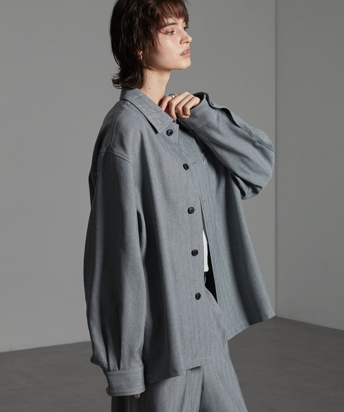 CIYOT（シヨウト）の「【CIYOT-シヨウト-】ウールライクファブリックルーズシャツジャケット【セットアップ対応】（シャツ/ブラウス・メンズ・グレー/ダークグレー/ブラック/チャコールグレー・M/L/S）」の13枚目の写真