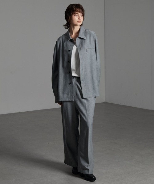 CIYOT（シヨウト）の「【CIYOT-シヨウト-】ウールライクファブリックルーズシャツジャケット【セットアップ対応】（シャツ/ブラウス・メンズ・グレー/ダークグレー/ブラック/チャコールグレー・M/L/S）」の12枚目の写真