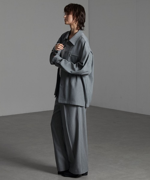 CIYOT（シヨウト）の「【CIYOT-シヨウト-】ウールライクファブリックルーズシャツジャケット【セットアップ対応】（シャツ/ブラウス・メンズ・グレー/ダークグレー/ブラック/チャコールグレー・M/L/S）」の15枚目の写真