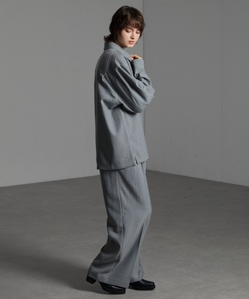 CIYOT（シヨウト）の「【CIYOT-シヨウト-】ウールライクファブリックルーズシャツジャケット【セットアップ対応】（シャツ/ブラウス・メンズ・グレー/ダークグレー/ブラック/チャコールグレー・M/L/S）」の14枚目の写真