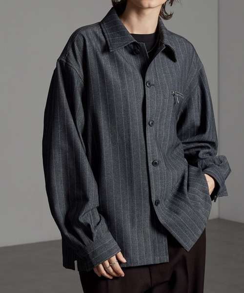 CIYOT（シヨウト）の「【CIYOT-シヨウト-】ウールライクファブリックルーズシャツジャケット【セットアップ対応】（シャツ/ブラウス・メンズ・グレー/ダークグレー/ブラック/チャコールグレー・M/L/S）」の18枚目の写真