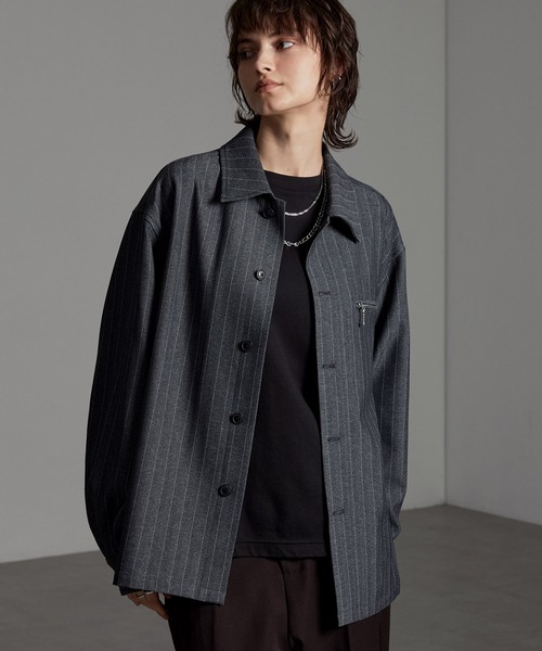 CIYOT（シヨウト）の「【CIYOT-シヨウト-】ウールライクファブリックルーズシャツジャケット【セットアップ対応】（シャツ/ブラウス・メンズ・グレー/ダークグレー/ブラック/チャコールグレー・M/L/S）」の21枚目の写真