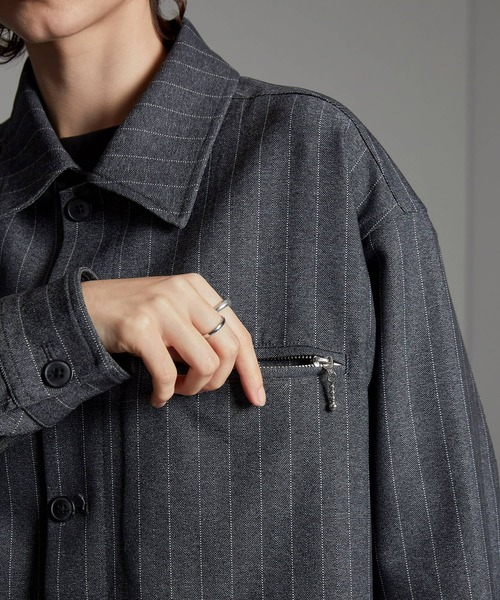 CIYOT（シヨウト）の「【CIYOT-シヨウト-】ウールライクファブリックルーズシャツジャケット【セットアップ対応】（シャツ/ブラウス・メンズ・グレー/ダークグレー/ブラック/チャコールグレー・M/L/S）」の20枚目の写真