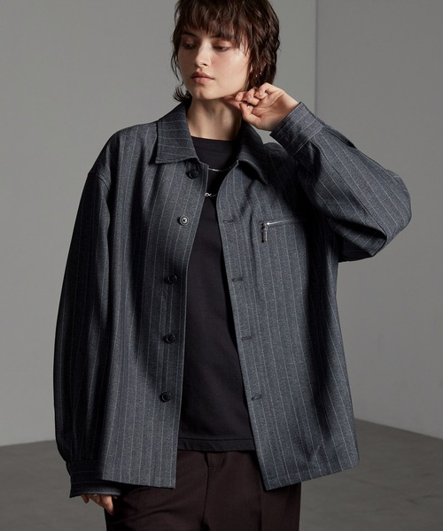 CIYOT（シヨウト）の「【CIYOT-シヨウト-】ウールライクファブリックルーズシャツジャケット【セットアップ対応】（シャツ/ブラウス・メンズ・グレー/ダークグレー/ブラック/チャコールグレー・M/L/S）」の19枚目の写真