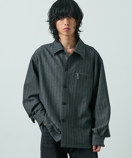 CIYOT(シヨウト)の「【CIYOT】ウールライクファブリックルーズシャツジャケット【セットアップ対応】(シャツ/ブラウス・メンズ・グレー/ダークグレー/ブラック/チャコールグレー・M/L/S)」の13枚目の写真
